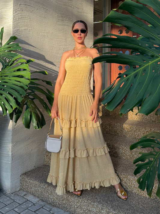 Vestido Lastex Babados