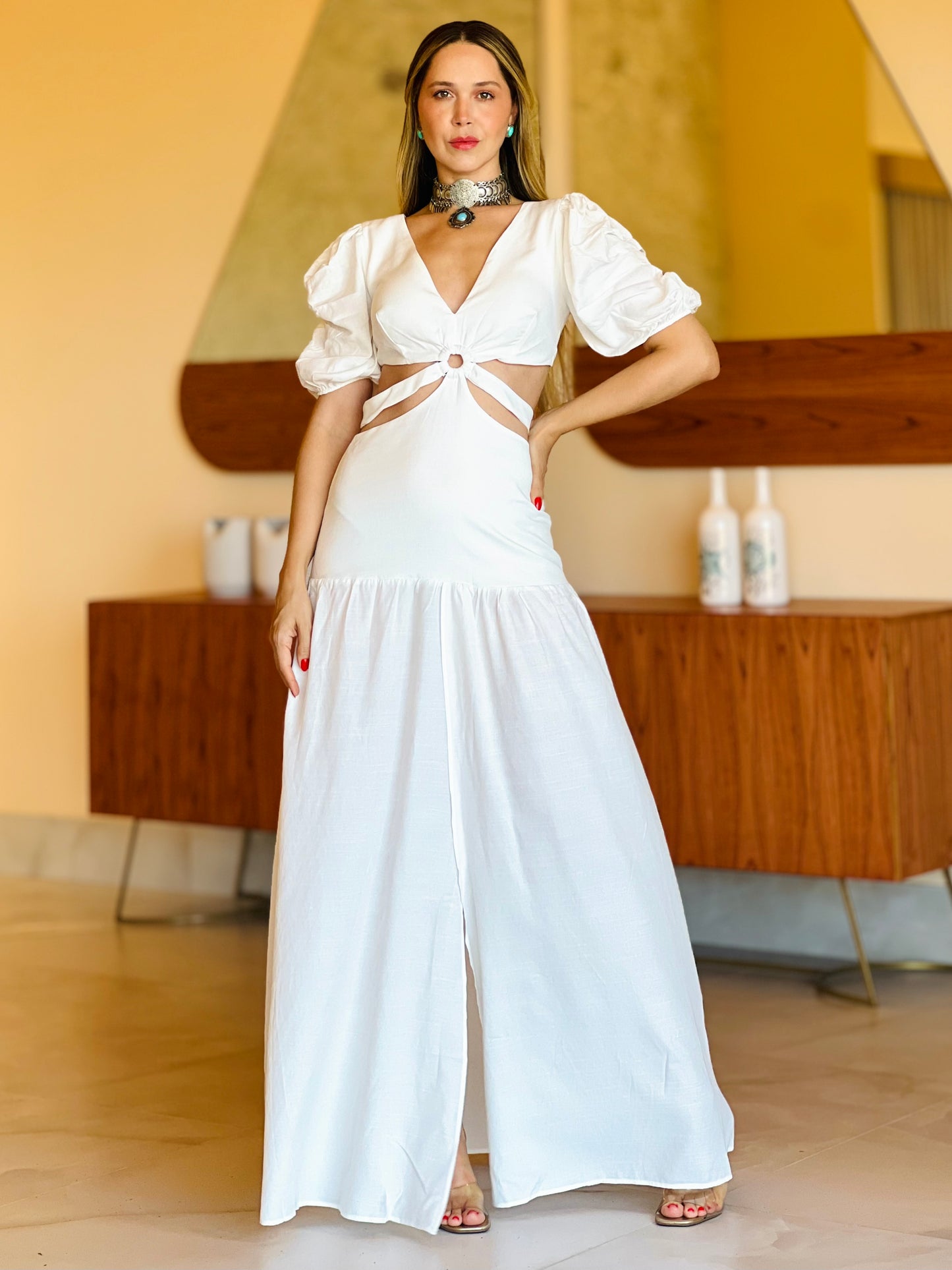 Vestido Recortes Boho