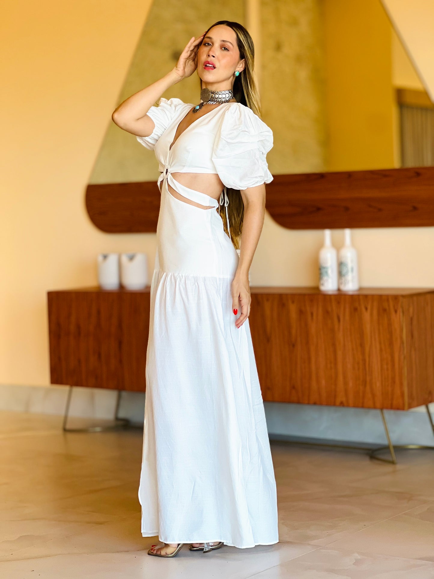 Vestido Recortes Boho