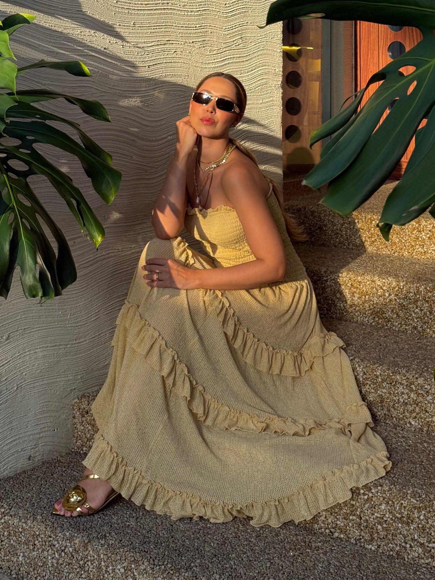 Vestido Lastex Babados