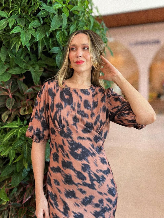Vestido Mídi Animal Print