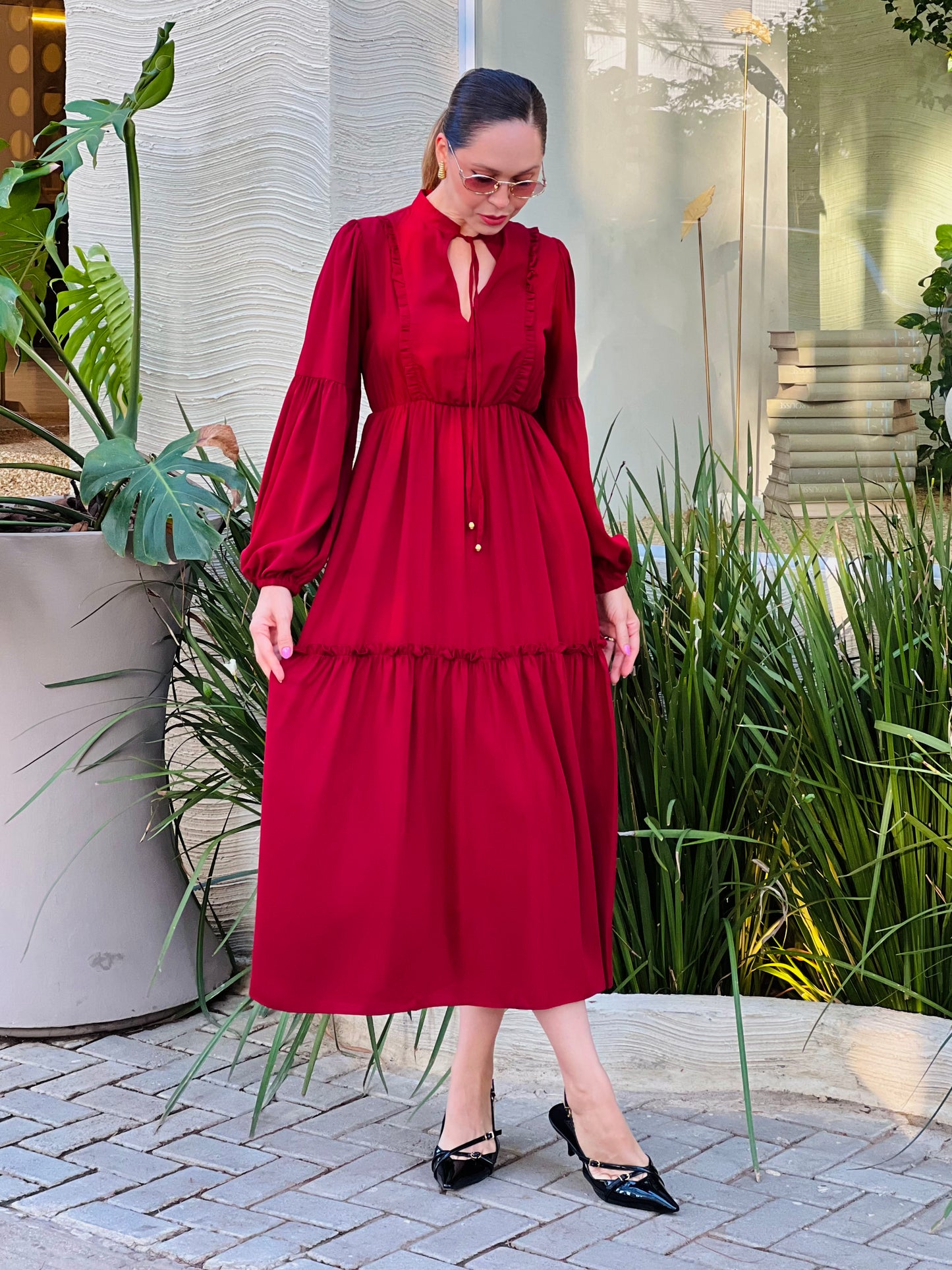 Vestido Longuette Mangas